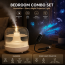 2-piece Bedroom Atmosphere Bundle – White Ultrasonic Aroma diffuser Humidifier & Starry Sky Series Projector Night Light for Relaxing Home Decor, Perfect Gift for Her