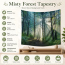 Misty Forest Tapestry Wall Hanging 150×200cm Polyester Fabric Background Cloth Room Decor Brushed No-Stretch Fade Resistant Nature Forest Wall Decor with Installation Kit