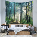 Misty Forest Tapestry Wall Hanging 150×200cm Polyester Fabric Background Cloth Room Decor Brushed No-Stretch Fade Resistant Nature Forest Wall Decor with Installation Kit