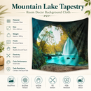 Mountain Lake Tapestry Wall Hanging 150×200cm Polyester Fabric Background Cloth Room Decor Brushed No-Stretch Fade Resistant Nature Forest Wall Decor with Installation Kit