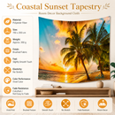Coastal Sunset Tapestry Wall Hanging 150×200cm Polyester Fabric Background Cloth Room Decor Brushed No-Stretch Fade Resistant Nature Forest Wall Decor with Installation Kit