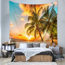 Coastal Sunset Tapestry Wall Hanging 150×200cm Polyester Fabric Background Cloth Room Decor Brushed No-Stretch Fade Resistant Nature Forest Wall Decor with Installation Kit