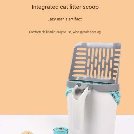 All-in-one Cat Litter Scoop - Detachable High-Capacity Waste Storage Bin with Garbage Bags, PP Material Cat Cleaning Tool for Efficient Litter Box Maintenance