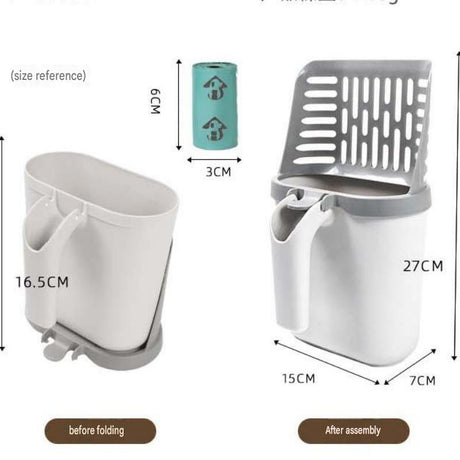 All-in-one Cat Litter Scoop - Detachable High-Capacity Waste Storage Bin with Garbage Bags, PP Material Cat Cleaning Tool for Efficient Litter Box Maintenance