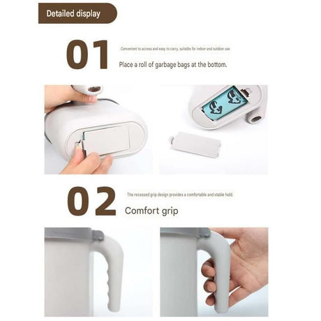 All-in-one Cat Litter Scoop Includes 2 rolls of trash bags- Detachable High-Capacity Waste Storage Bin with Garbage Bags, PP Material Cat Cleaning Tool for Efficient Litter Box Maintenance