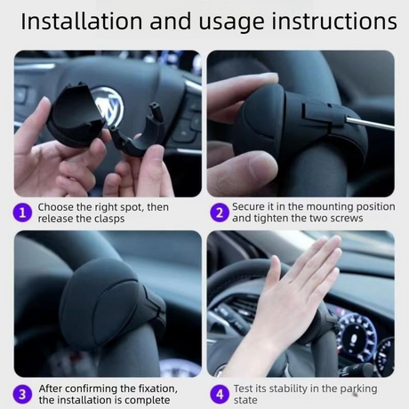 Car Steering Wheel Spinner Ball — Crafted from silicone, nylon, and metal, it features 360-degree rotation and a non-slip grip. Easy to install, it helps you steer effortlessly and navigate turns smoothly