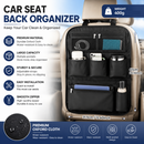 Black Car Seat Back Organizer - 210D Oxford Cloth, Water-Resistant & Multi-Pocket Design - Space-Saving Storage for Cars, Camping & Home Use