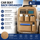 Brown Car Seat Back Organizer - 210D Oxford Cloth, Water-Resistant & Multi-Pocket Design - Space-Saving Storage for Cars, Camping & Home Use