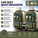 2 pcs Green Car Seat Back Organizer - 210D Oxford Cloth, Water-Resistant & Multi-Pocket Design - Space-Saving Storage for Cars, Camping & Home Use