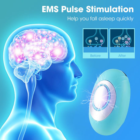 Black Portable EMS Pulse Sleep Aid Device - 15 Adjustable Levels, Dual Mode Handheld Relaxation Tool for Stress Relief and Better Sleep Quality