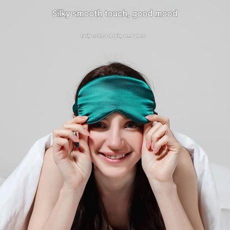 Black Imitation Silk Sleep Eye Mask - Soft Breathable Light Blocking Design with Elastic Strap for Travel, Nap, and Night Sleep Comfort