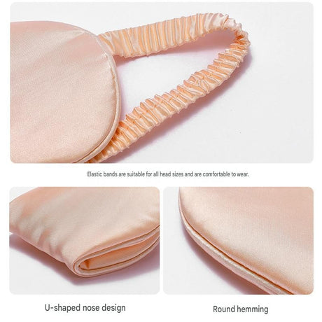Pink Imitation Silk Sleep Eye Mask - Soft Breathable Light Blocking Design with Elastic Strap for Travel, Nap, and Night Sleep Comfort