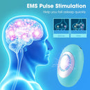 Winter Sleep Aid Bundle - White Handheld EMS Pulse Device with 15 Levels and Champagne gold Imitation Silk Eye Mask for Relaxation, Travel, and Night Rest