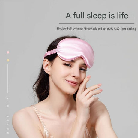 Winter Sleep Aid Bundle - White Handheld EMS Pulse Device with 15 Levels and Champagne gold Imitation Silk Eye Mask for Relaxation, Travel, and Night Rest