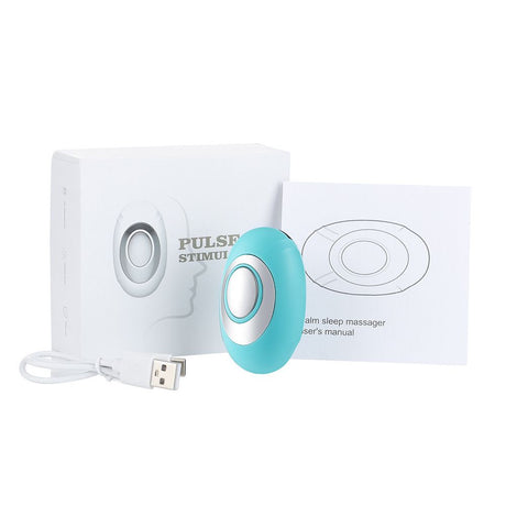 Winter Sleep Aid Bundle - Green Handheld EMS Pulse Device with 15 Levels and Green Imitation Silk Eye Mask for Relaxation, Travel, and Night Rest