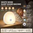 White Rechargeable White Noise Sleep Aid Night Light - 10 Soothing Nature Sounds, Dimmable RGB Mood Lighting, Timer Function for Baby Nursing and Adult Relaxation
