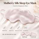 Pink Mulberry Silk Sleep Eye Mask - Cloud Shaped Blackout Blindfold with Adjustable Strap, Lightweight Travel and Nap Essential for Sensitive Skin