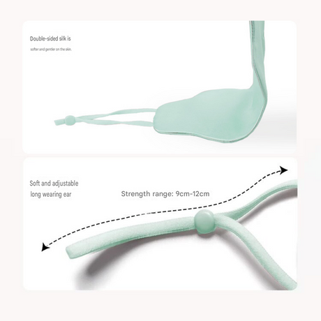 Green Mulberry Silk Sleep Eye Mask - Cloud Shaped Blackout Blindfold with Adjustable Strap, Lightweight Travel and Nap Essential for Sensitive Skin