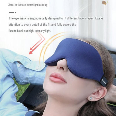 Black 3D Contoured Sleep Eye Mask - 360 Degree Blackout Blindfold with Adjustable Strap and Nose Wing Design for Side Sleepers, Travel and Nap