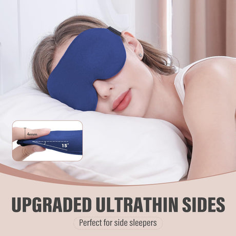 Grey 3D Contoured Sleep Eye Mask - 360 Degree Blackout Blindfold with Adjustable Strap and Nose Wing Design for Side Sleepers, Travel and Nap
