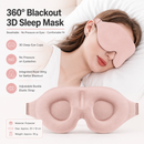 Pink 3D Contoured Sleep Eye Mask - 360 Degree Blackout Blindfold with Adjustable Strap and Nose Wing Design for Side Sleepers, Travel and Nap