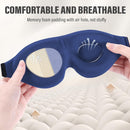 Blue 3D Contoured Sleep Eye Mask - 360 Degree Blackout Blindfold with Adjustable Strap and Nose Wing Design for Side Sleepers, Travel and Nap