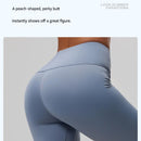 Pink L Size Women's High Waist 3/4 Yoga Leggings - Peach Hip Lift Design, Breathable Stretch Fabric for Gym Running and Daily Wear