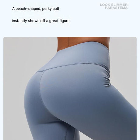 Dusty Blue S Size Women's High Waist 3/4 Yoga Leggings - Peach Hip Lift Design, Breathable Stretch Fabric for Gym Running and Daily Wear