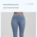 Dusty Blue M Size Women's High Waist 3/4 Yoga Leggings - Peach Hip Lift Design, Breathable Stretch Fabric for Gym Running and Daily Wear