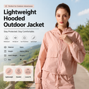 Pink M Size Women's Lightweight Hooded Windbreaker Jacket - Nylon, Waterproof, Windproof, Sun Protection, Loose Fit for Hiking, Running, Yoga and Outdoor Activities