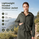 Green M Size Women's Lightweight Hooded Windbreaker Jacket - Nylon, Waterproof, Windproof, Sun Protection, Loose Fit for Hiking, Running, Yoga and Outdoor Activities