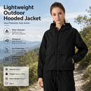 Black S Size Women's Lightweight Hooded Windbreaker Jacket - Nylon, Waterproof, Windproof, Sun Protection, Loose Fit for Hiking, Running, Yoga and Outdoor Activities