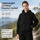 Black XL Size Women's Lightweight Hooded Windbreaker Jacket - Nylon, Waterproof, Windproof, Sun Protection, Loose Fit for Hiking, Running, Yoga and Outdoor Activities