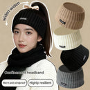 Black Women's Knitted Headkerchief- Soft Yarn Wide Ear Warmer Head Wrap, Stretchy Non-Slip Forehead Protector for Sports, Yoga, Postpartum Care and Winter Outdoor Activities