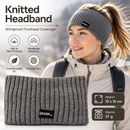 Grey Women's Knitted Headkerchief- Soft Yarn Wide Ear Warmer Head Wrap, Stretchy Non-Slip Forehead Protector for Sports, Yoga, Postpartum Care and Winter Outdoor Activities