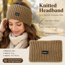 Khaki Women's Knitted Headkerchief- Soft Yarn Wide Ear Warmer Head Wrap, Stretchy Non-Slip Forehead Protector for Sports, Yoga, Postpartum Care and Winter Outdoor Activities