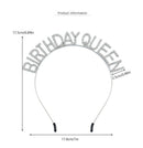 Silvery Birthday queen Rhinestone decorative headband - Alloy Letter Hair Accessory with Sparkling Crystals for Women and Girls, Party Photo Prop and Celebration Gift