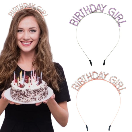Golden Birthday Girl Rhinestone decorative headband - Alloy Letter Hair Accessory with Sparkling Crystals for Women and Girls, Party Photo Prop and Celebration Gift