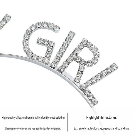Golden Birthday Girl Rhinestone decorative headband - Alloy Letter Hair Accessory with Sparkling Crystals for Women and Girls, Party Photo Prop and Celebration Gift