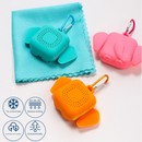 Blue Portable Quick Dry Towel with  Elephant Storage Box  - Microfiber Cooling Sports Sweat Towel with Silicone Case  for Gym Swimming Travel