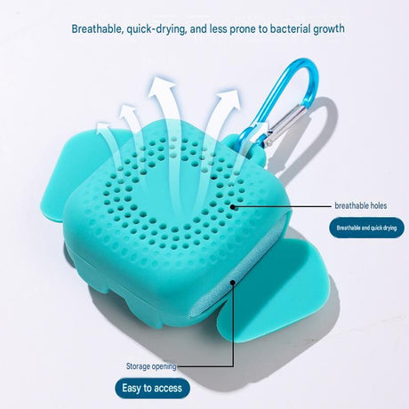 Grey Portable Quick Dry Towel with  Elephant Storage Box  - Microfiber Cooling Sports Sweat Towel with Silicone Case  for Gym Swimming Travel