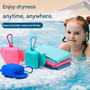 Purple Portable Quick Dry Towel with  Elephant Storage Box  - Microfiber Cooling Sports Sweat Towel with Silicone Case  for Gym Swimming Travel