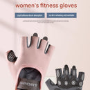 Pink M size Women's Half-Finger Fitness Gloves - Liquid Silicone Shock Absorption, Ice Silk Breathable Fabric, Non-Slip Grip for Gym Yoga Cycling Weight Training