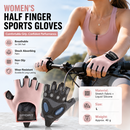 Pink L size Women's Half-Finger Fitness Gloves - Liquid Silicone Shock Absorption, Ice Silk Breathable Fabric, Non-Slip Grip for Gym Yoga Cycling Weight Training