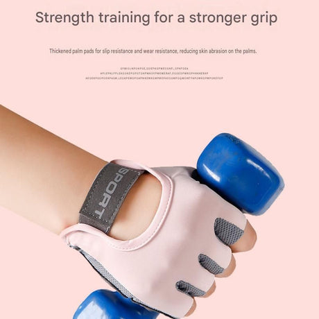 Pink L size Women's Half-Finger Fitness Gloves - Liquid Silicone Shock Absorption, Ice Silk Breathable Fabric, Non-Slip Grip for Gym Yoga Cycling Weight Training