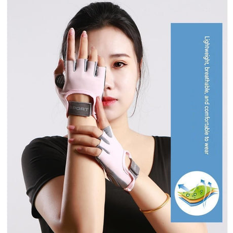 Black S size Women's Half-Finger Fitness Gloves - Liquid Silicone Shock Absorption, Ice Silk Breathable Fabric, Non-Slip Grip for Gym Yoga Cycling Weight Training