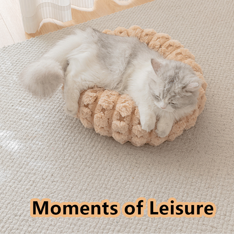 White 50cm with Heart-patterned jacquard Plush Round Pet Bed - Soft Donut Cat Bed, Warm Winter Dog Cushion for Anxiety Relief and Cozy Sleep, Durable Non-Slip Nest for Small to Medium Pets