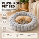 Grey 40cm with Heart-patterned jacquard Plush Round Pet Bed - Soft Donut Cat Bed, Warm Winter Dog Cushion for Anxiety Relief and Cozy Sleep, Durable Non-Slip Nest for Small to Medium Pets