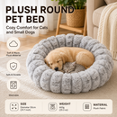 Grey 50cm with Heart-patterned jacquard Plush Round Pet Bed - Soft Donut Cat Bed, Warm Winter Dog Cushion for Anxiety Relief and Cozy Sleep, Durable Non-Slip Nest for Small to Medium Pets