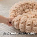 Coffee color 40cm with Heart-patterned jacquard Plush Round Pet Bed - Soft Donut Cat Bed, Warm Winter Dog Cushion for Anxiety Relief and Cozy Sleep, Durable Non-Slip Nest for Small to Medium Pets